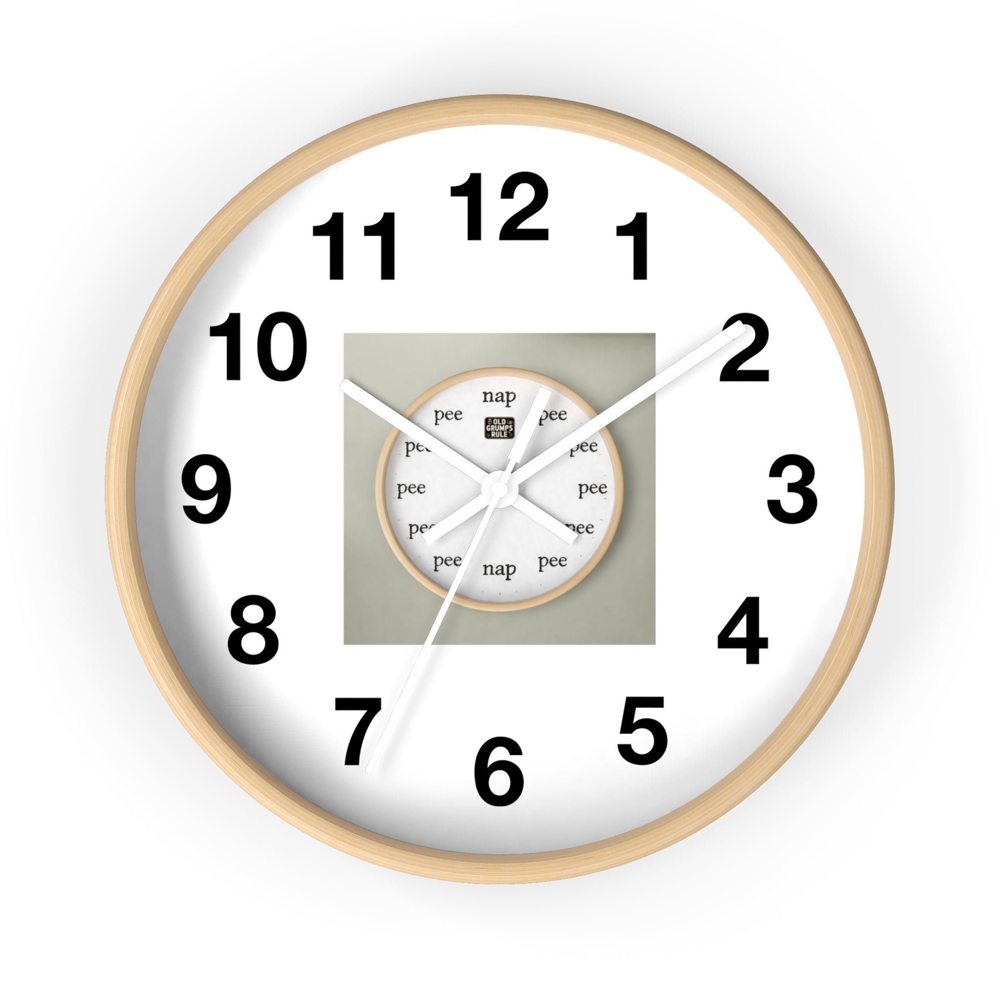 Funny Grumpy Old Man Wall Clock – Nap & Pee Schedule Edition