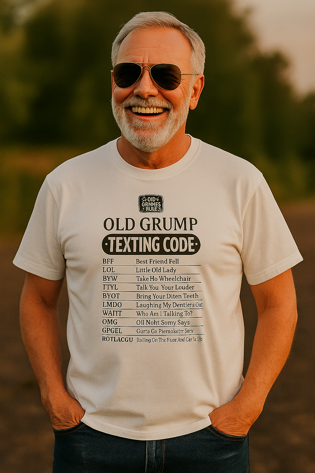 OLD GRUMPS RULE™ – Old Grump Texting Code Tee