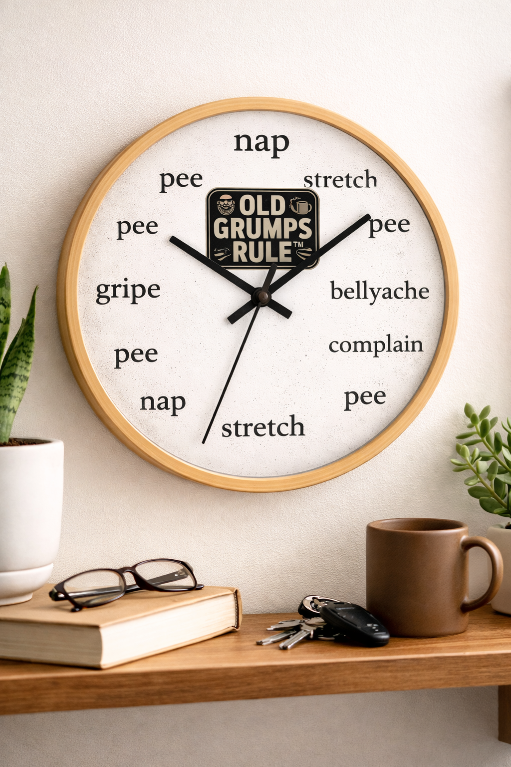 Old Grumps Rule™ Grumpy Man Wall Clock – Official Daily Schedule